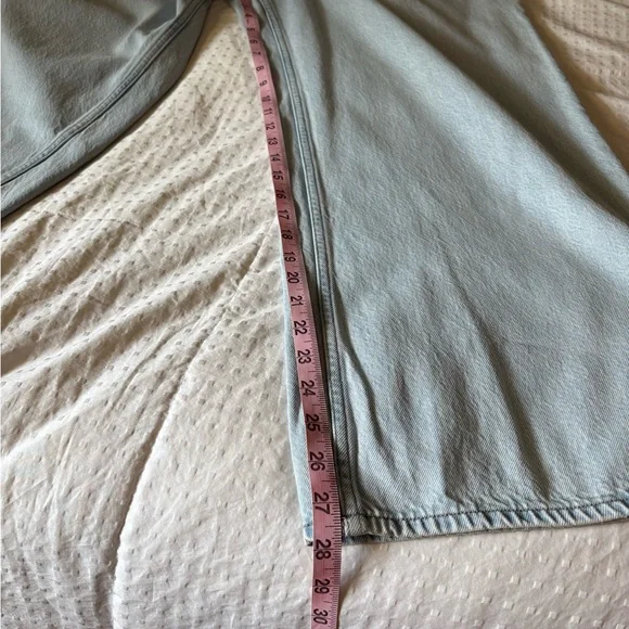 Abercrombie & Fitch The Wide Leg High Rise 32/14 short Sky Blue Wide Leg Jeans - Picture 5 of 7